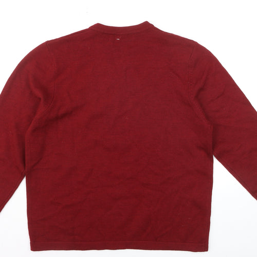Eddie Bauer Men's Red Merino Wool Crew Neck Pullover Jumper M