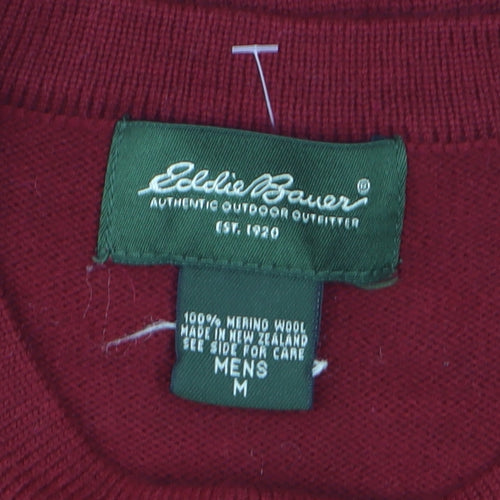 Eddie Bauer Men's Red Merino Wool Crew Neck Pullover Jumper M