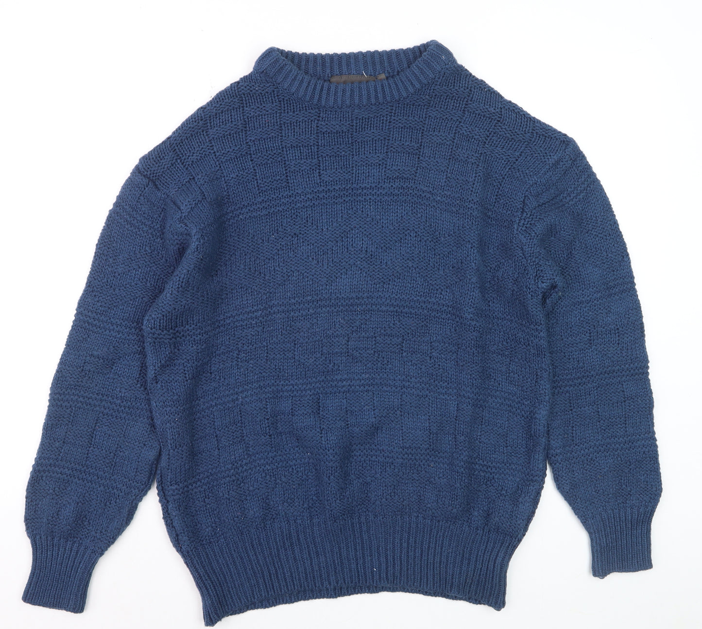 St. Ives Men’s Blue Textured Knit Crew Neck Jumper Size L
