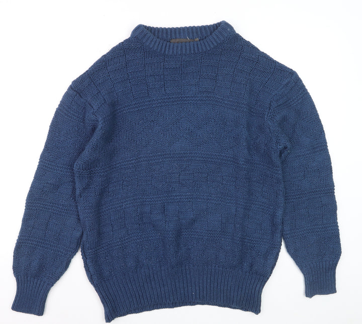 St. Ives Men’s Blue Textured Knit Crew Neck Jumper Size L
