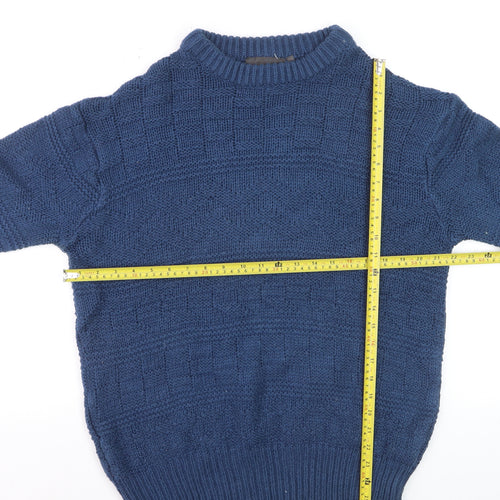 St. Ives Men’s Blue Textured Knit Crew Neck Jumper Size L