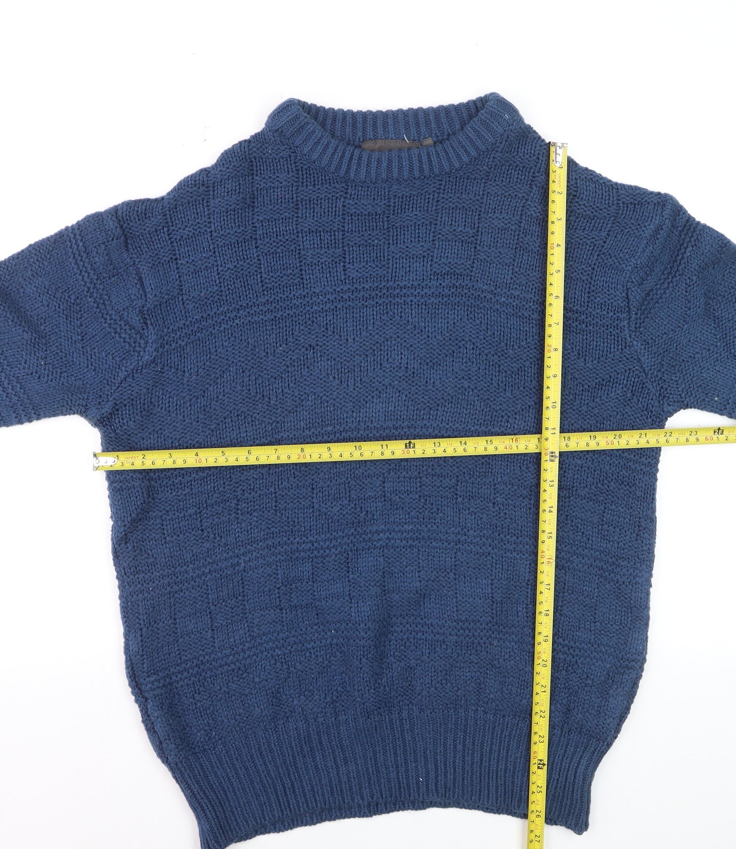 St. Ives Men’s Blue Textured Knit Crew Neck Jumper Size L
