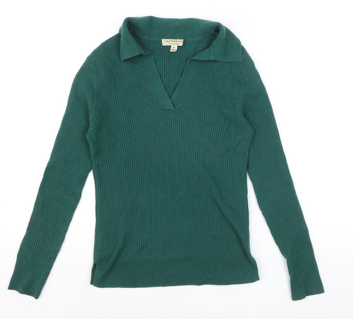Marks and Spencer Autograph Green Wool Cashmere Collared Women's XS Jumper