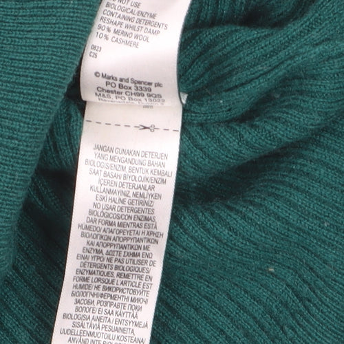 Marks and Spencer Autograph Green Wool Cashmere Collared Women's XS Jumper