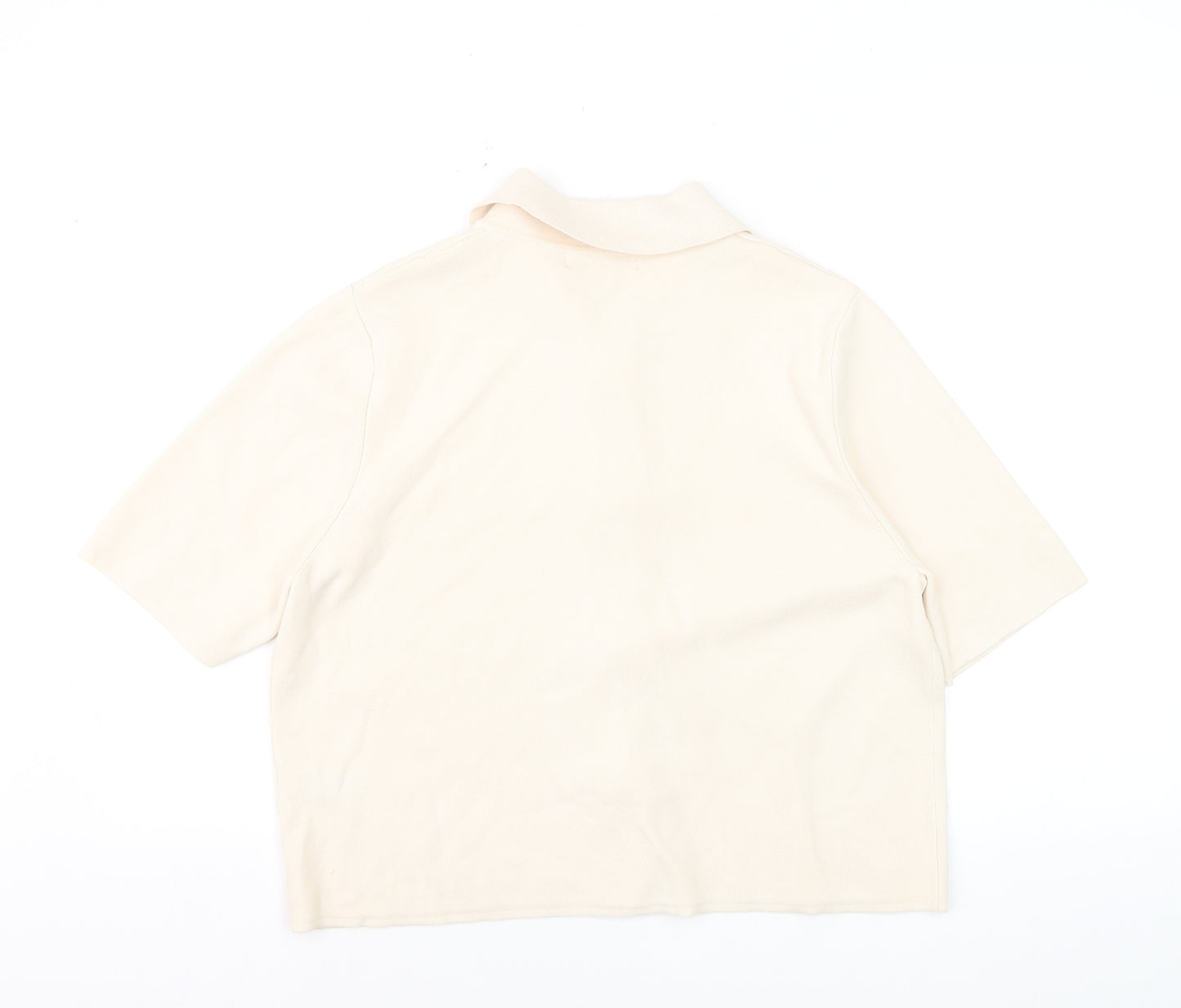 Marks and Spencer Women Beige Collared Short Sleeve Cardigan L