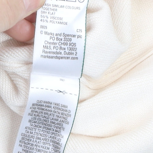 Marks and Spencer Women Beige Collared Short Sleeve Cardigan L