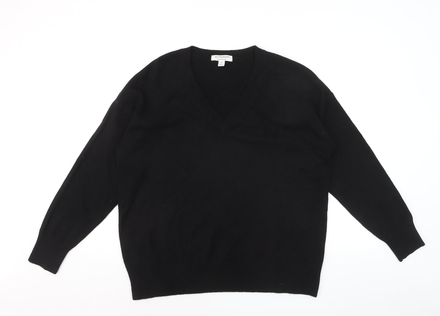 Marks and Spencer Men’s Black Cashmere V-Neck Jumper Size M