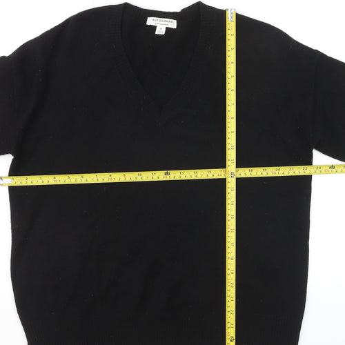 Marks and Spencer Men’s Black Cashmere V-Neck Jumper Size M
