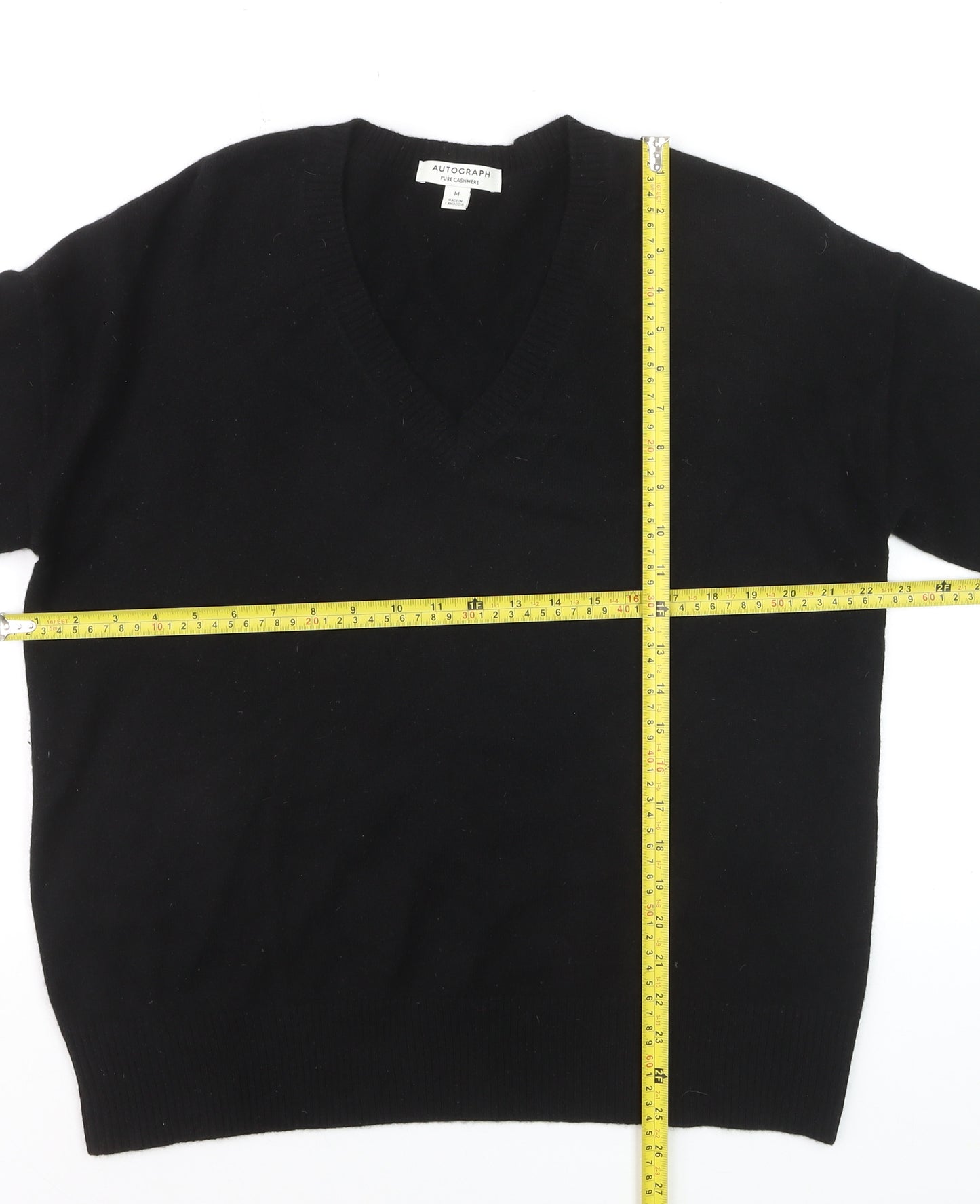 Marks and Spencer Men’s Black Cashmere V-Neck Jumper Size M