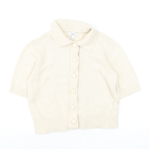 Marks and Spencer Women's Ivory Collared Short Sleeve Knit Cardigan S