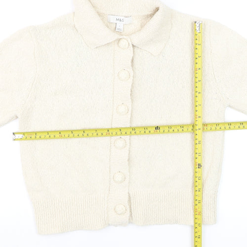 Marks and Spencer Women's Ivory Collared Short Sleeve Knit Cardigan S