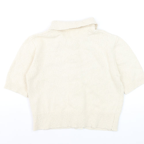 Marks and Spencer Women's Ivory Collared Short Sleeve Knit Cardigan S