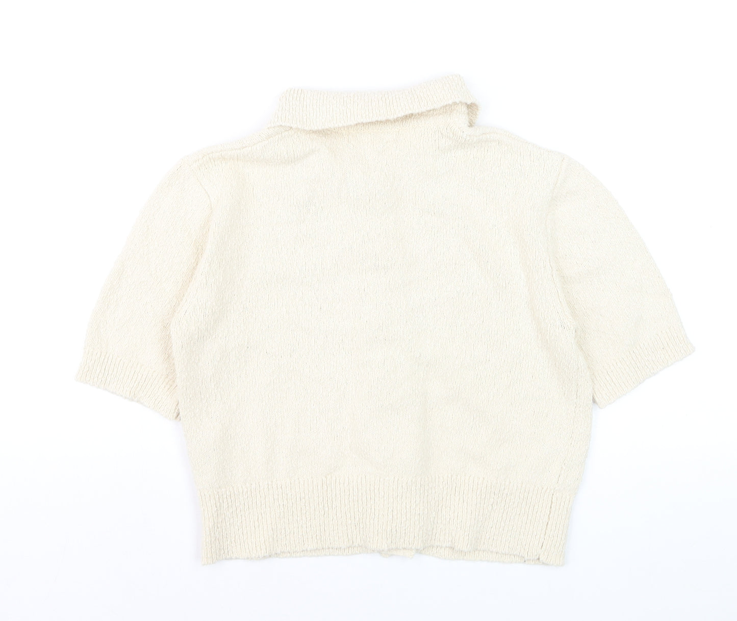 Marks and Spencer Women's Ivory Collared Short Sleeve Knit Cardigan S