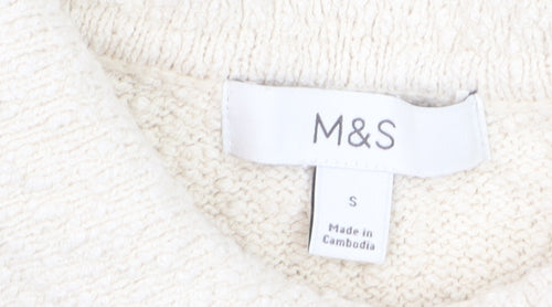 Marks and Spencer Women's Ivory Collared Short Sleeve Knit Cardigan S