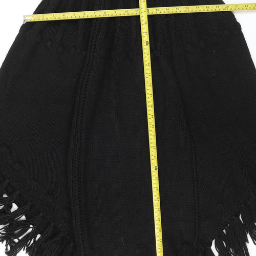 Monsoon Women’s Black Knit Fringe Cape Poncho One Size