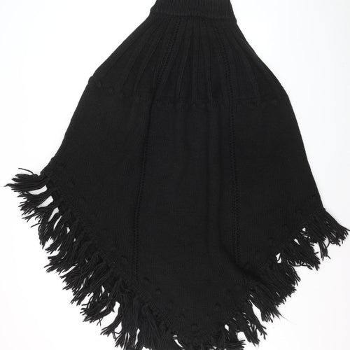 Monsoon Women’s Black Knit Fringe Cape Poncho One Size