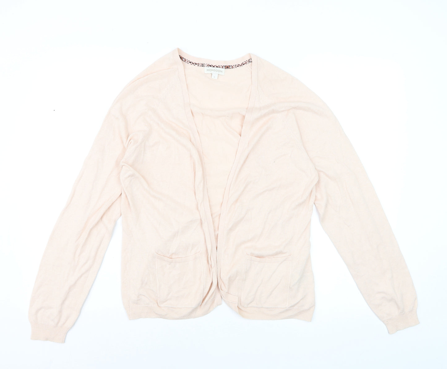 Monsoon Women’s Beige Cotton Blend Long Sleeve Open Cardigan L