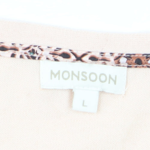 Monsoon Women’s Beige Cotton Blend Long Sleeve Open Cardigan L