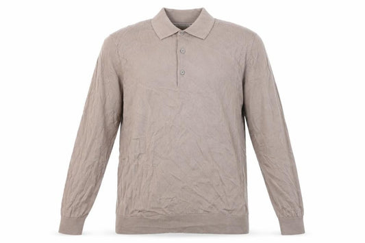 Front view of Marks & Spencer Men Beige L Merino Wool Henley Jumper