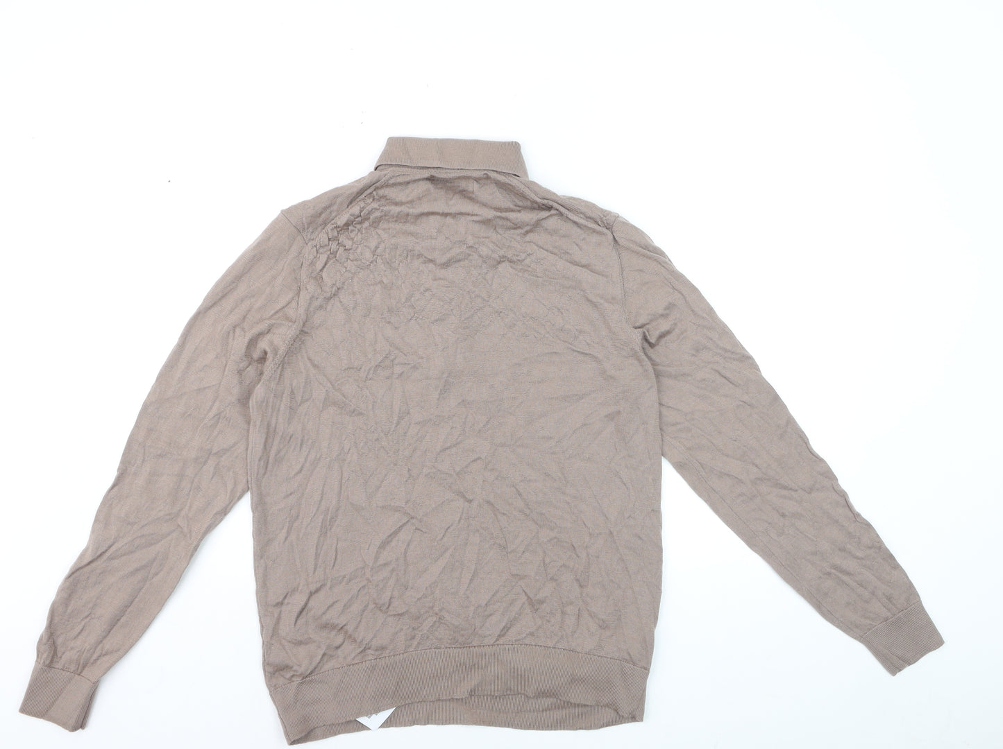 Marks and Spencer Men Beige L Merino Wool Henley Jumper