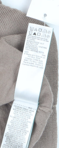 Marks and Spencer Men Beige L Merino Wool Henley Jumper