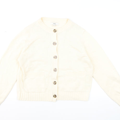 Marks and Spencer Women's Ivory Cotton Blend Button Cardigan M