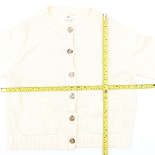 Marks and Spencer Women's Ivory Cotton Blend Button Cardigan M