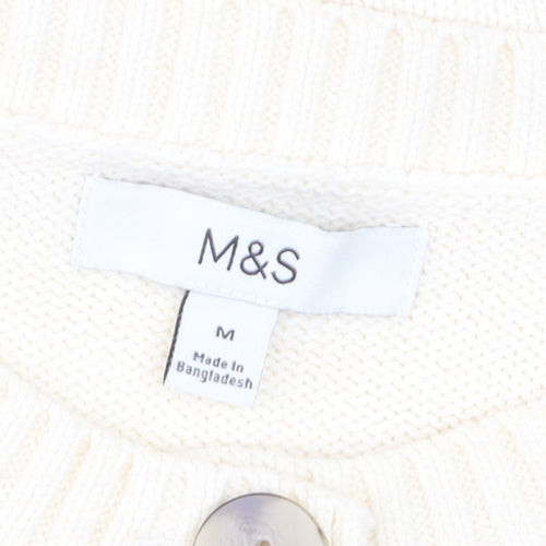 Marks and Spencer Women's Ivory Cotton Blend Button Cardigan M