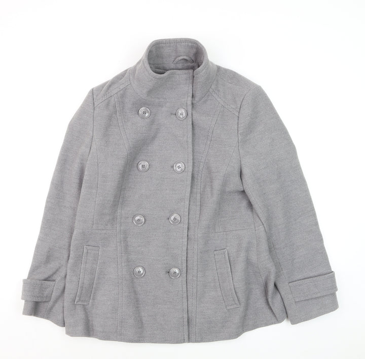 Debenhams The Collection Petite Grey Pea Coat Women’s Size 16