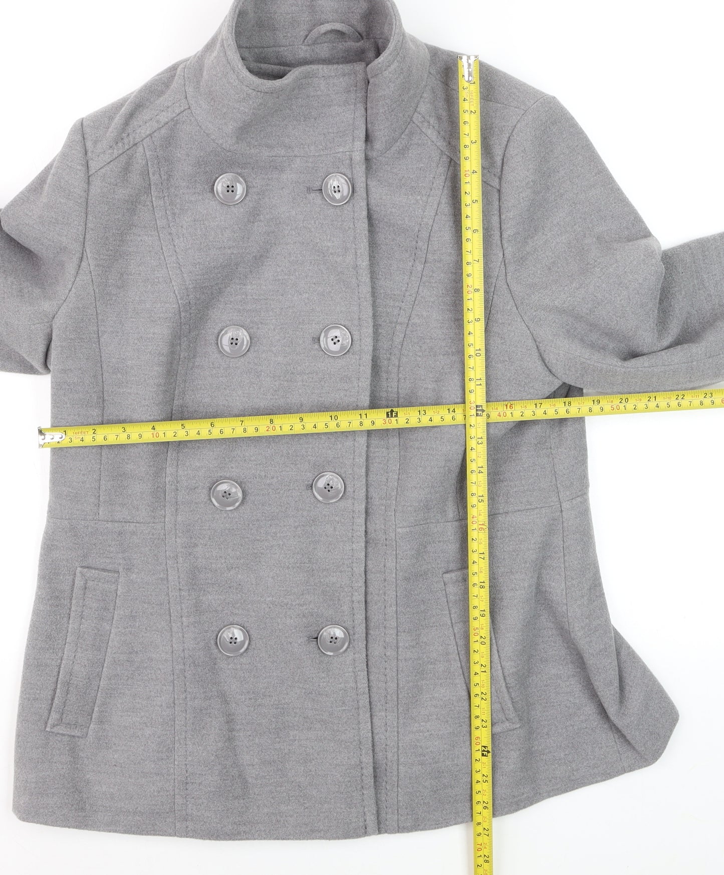 Debenhams The Collection Petite Grey Pea Coat Women’s Size 16