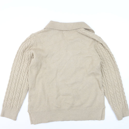 Cotton Traders Women Beige Size 16 Cable-Knit Pullover Jumper