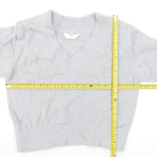Marks and Spencer Women’s Grey V-Neck Soft Knit Jumper S