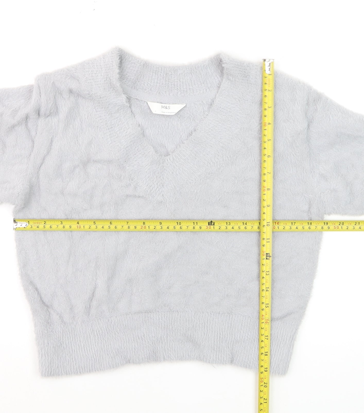 Marks and Spencer Women’s Grey V-Neck Soft Knit Jumper S