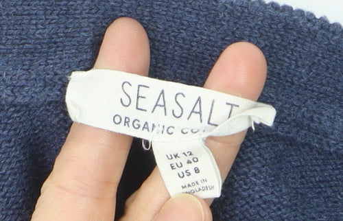 Seasalt Women’s Blue Organic Cotton V-Neck Cardigan UK 12