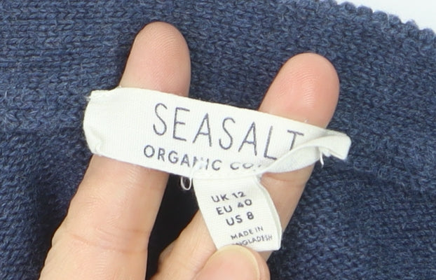 Seasalt Women’s Blue Organic Cotton V-Neck Cardigan UK 12