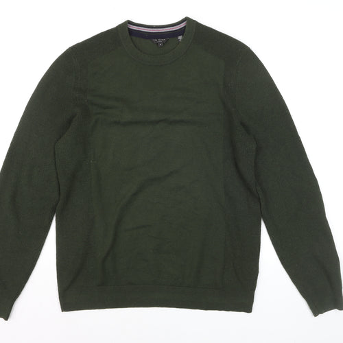 Ted Baker Men's Green Wool Blend Crew Neck Pullover Jumper M