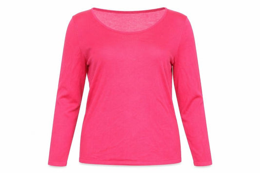 Front view of Marks & Spencer Women’s Pink Viscose Scoop Neck Long Sleeve Jumper, size UK 16