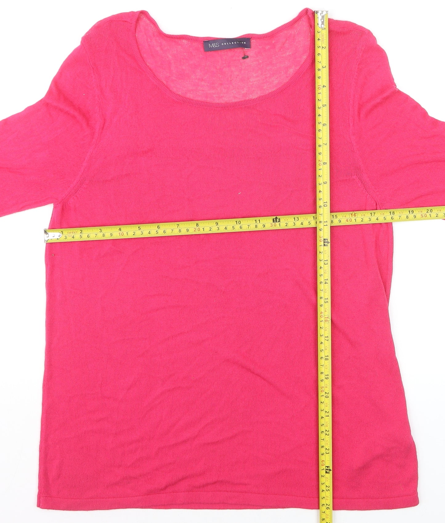 Marks and Spencer Women’s Pink Viscose Scoop Neck Long Sleeve Jumper Size 16