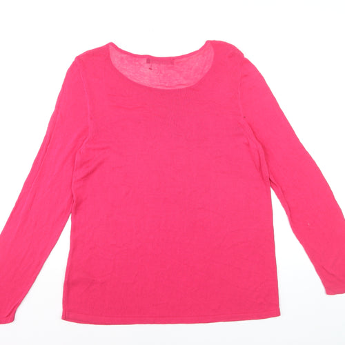 Marks and Spencer Women’s Pink Viscose Scoop Neck Long Sleeve Jumper Size 16