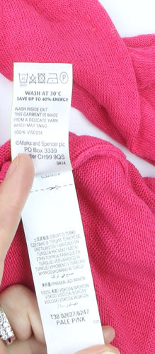 Marks and Spencer Women’s Pink Viscose Scoop Neck Long Sleeve Jumper Size 16