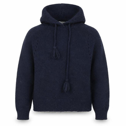 Marks and Spencer Per Una Women's Blue Hooded Knit Jumper L
