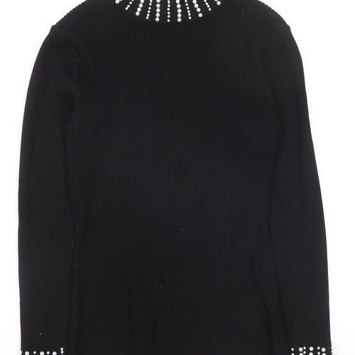 New Look Women’s Black Beaded High Neck Slim Fit Jumper Size 10