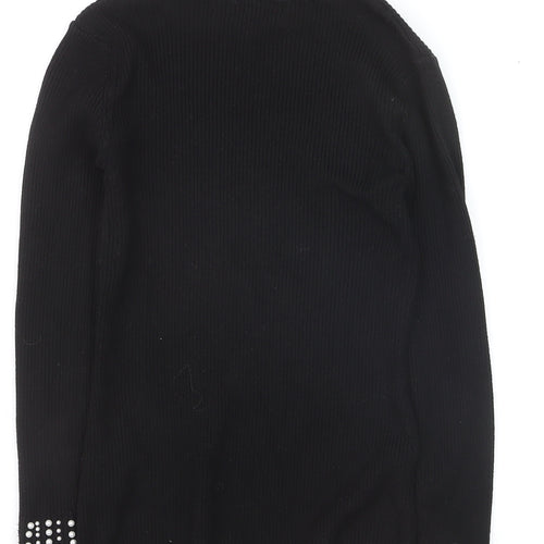 New Look Women’s Black Beaded High Neck Slim Fit Jumper Size 10