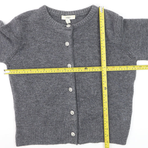 Marks and Spencer Women's Grey Cardigan Small Knit Crew Neck