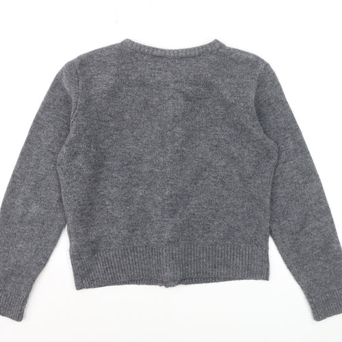 Marks and Spencer Women's Grey Cardigan Small Knit Crew Neck