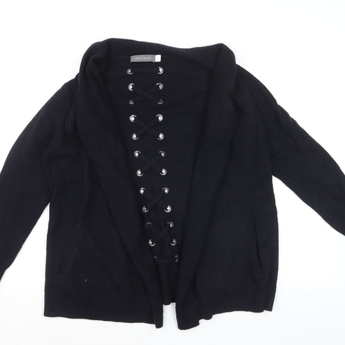 Mint Velvet Womens Black Size 10 Cardigan Lace Up Knit Jumper