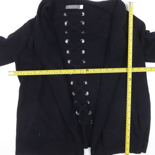 Mint Velvet Womens Black Size 10 Cardigan Lace Up Knit Jumper