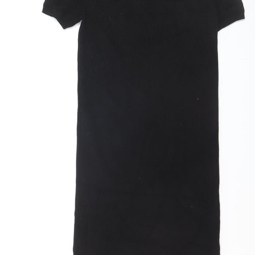 Bershka Women’s Black High Neck Knit Tunic Jumper Size 8