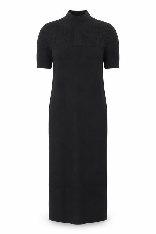 Front view of Bershka Women’s Black High Neck Knit Tunic Jumper, size UK 8