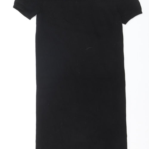 Bershka Women’s Black High Neck Knit Tunic Jumper Size 8